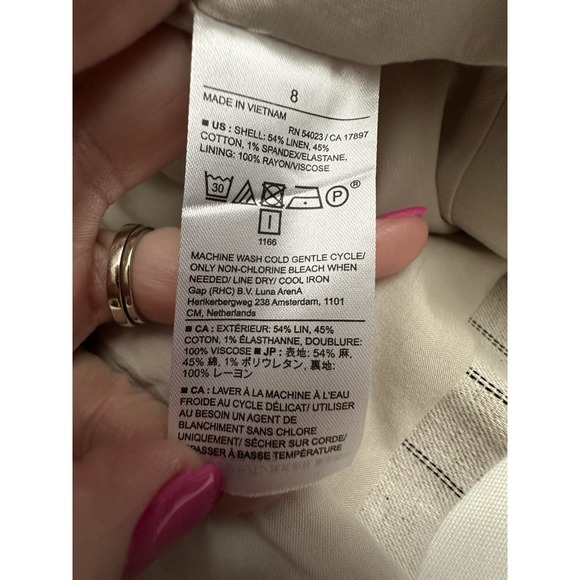 Banana Republic Long&Lean‎ Cream Striped Blazer Sz 8 Women's Linen Blend #QR7-6 - Picture 7 of 11
